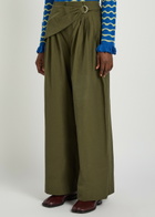 Damson Madder Fabia Cotton-blend Wide-leg Trousers Khaki