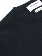 Thom Browne - Striped Grosgrain-Trimmed Cotton Sweater - Blue