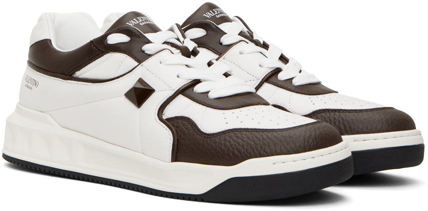 One Stud Sneaker Garavani Burgundy Calfskin White Fabric