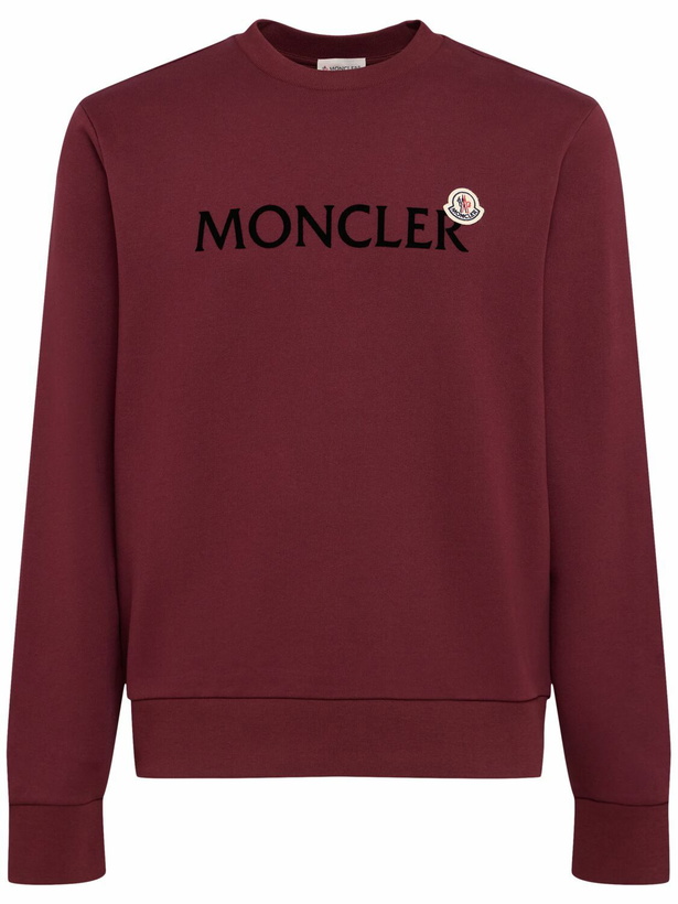Photo: MONCLER Logo Cotton Fleece Crewneck Sweatshirt