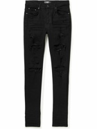 AMIRI - Thrasher Plus Skinny-Fit Distressed Stretch-Denim Jeans - Black