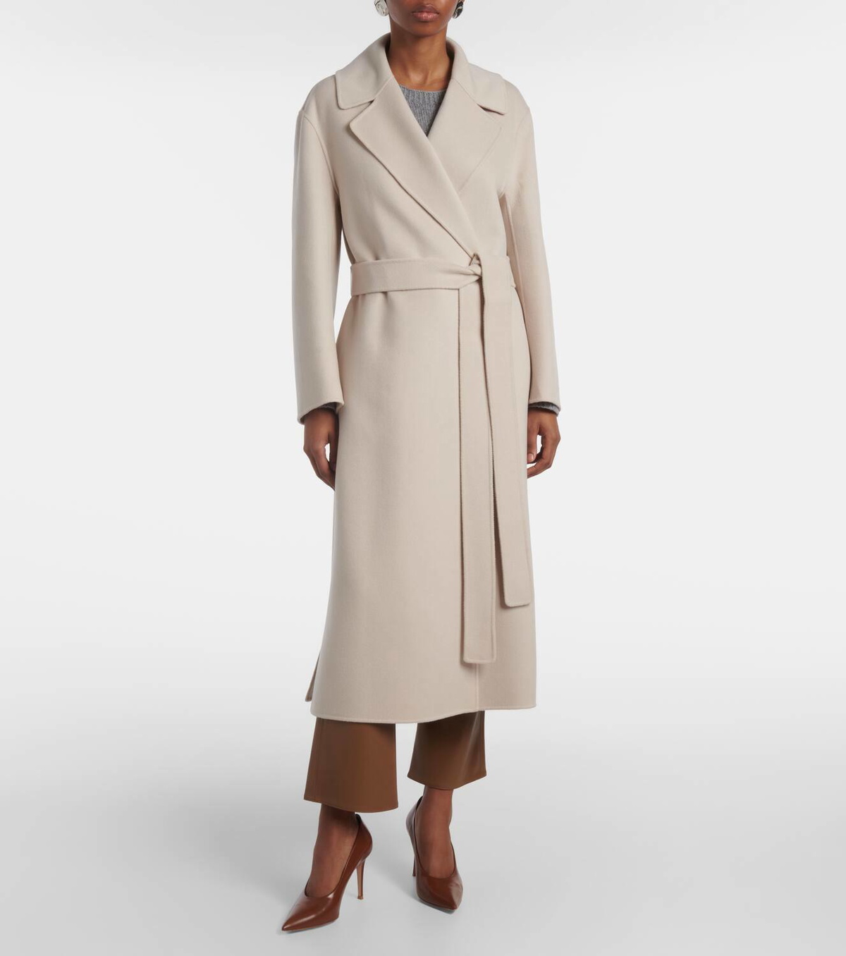 【送料&関税込】'S Max Mara Beige Wool Livia Coat Livia virgin wool coat in beige - S Max Mara | Mytheresa