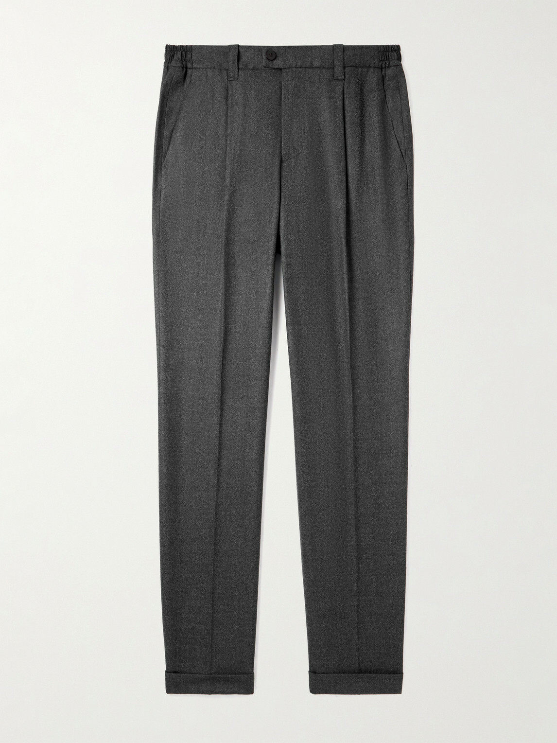 Thom Sweeney - Straight-Leg Pleated Wool-Blend Flannel Trousers - Gray