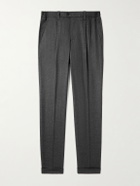 Thom Sweeney - Straight-Leg Pleated Wool-Blend Flannel Trousers - Gray