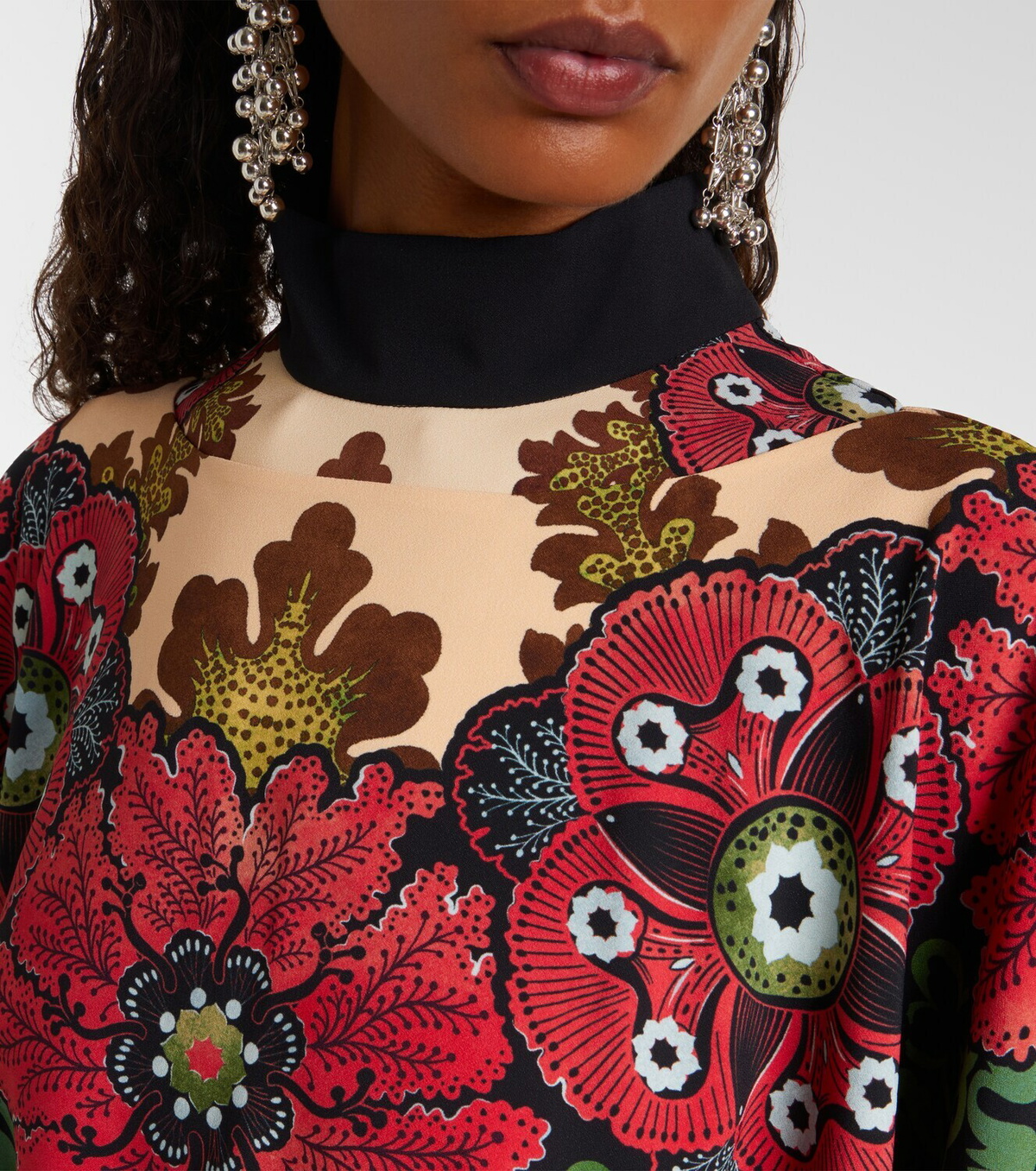 La DoubleJ Printed fringed poncho