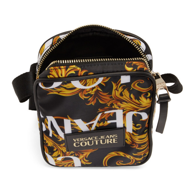 Versace Jeans Couture Logo Lock Baroque Print Cross-body Bag - Black/Gold