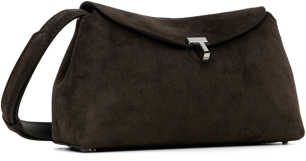 TOTEME Brown T-Lock Suede Top Handle Bag