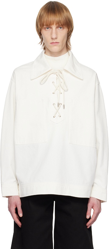 Photo: System Off-White Lace-Up Shirt