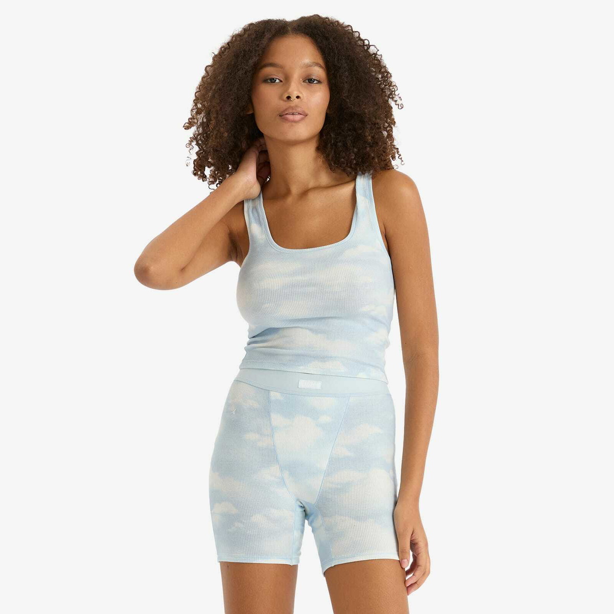 SKIMS Women's Cotton Rib Boxer - 3-Pack in Blue Quartz Cloud Multi