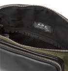 A.P.C. - Camden Logo-Print Faux Leather-Trimmed Shell Belt Bag - Green