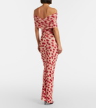 Stella McCartney Off-shoulder printed mesh maxi dress