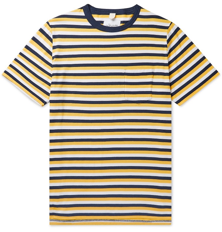 Photo: Albam - Striped Cotton-Jersey T-Shirt - Yellow
