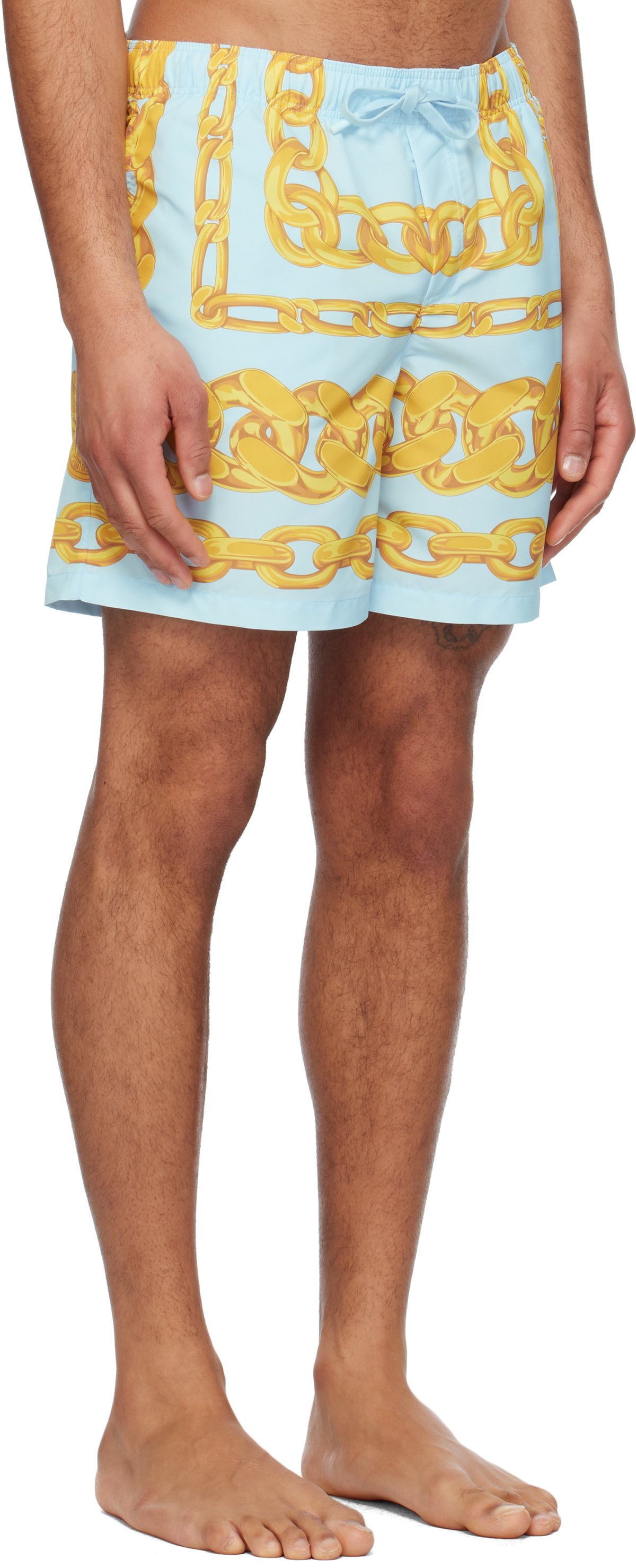 Versace Underwear Blue & Yellow Medusa Chains Swim Shorts