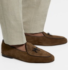 Rubinacci - Marphy Leather-Trimmed Suede Tasselled Loafers - Brown