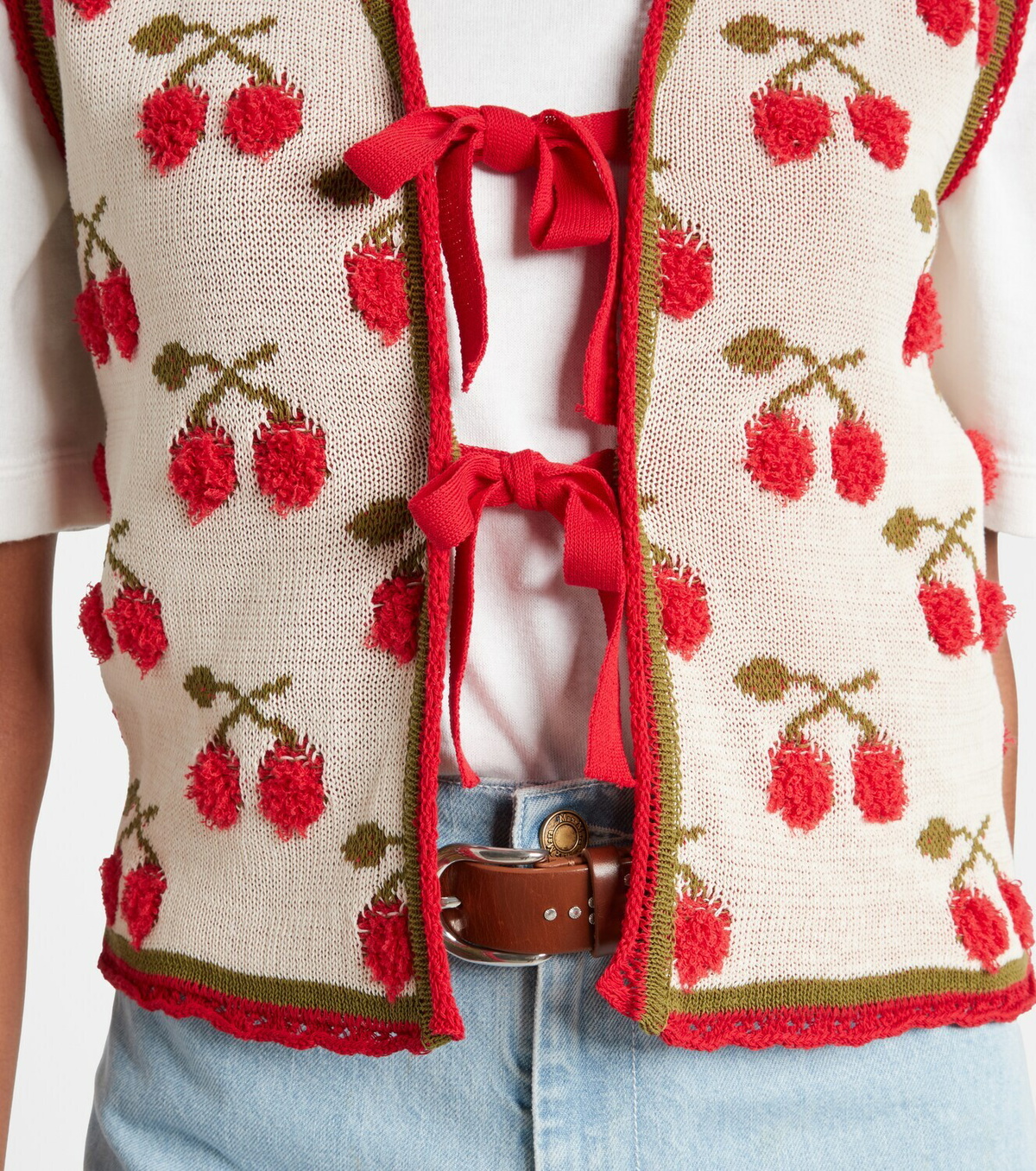 La DoubleJ Cherry cotton-blend intarsia vest