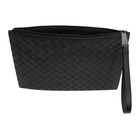 Bottega Veneta Black Intrecciato Flat Zip Pouch