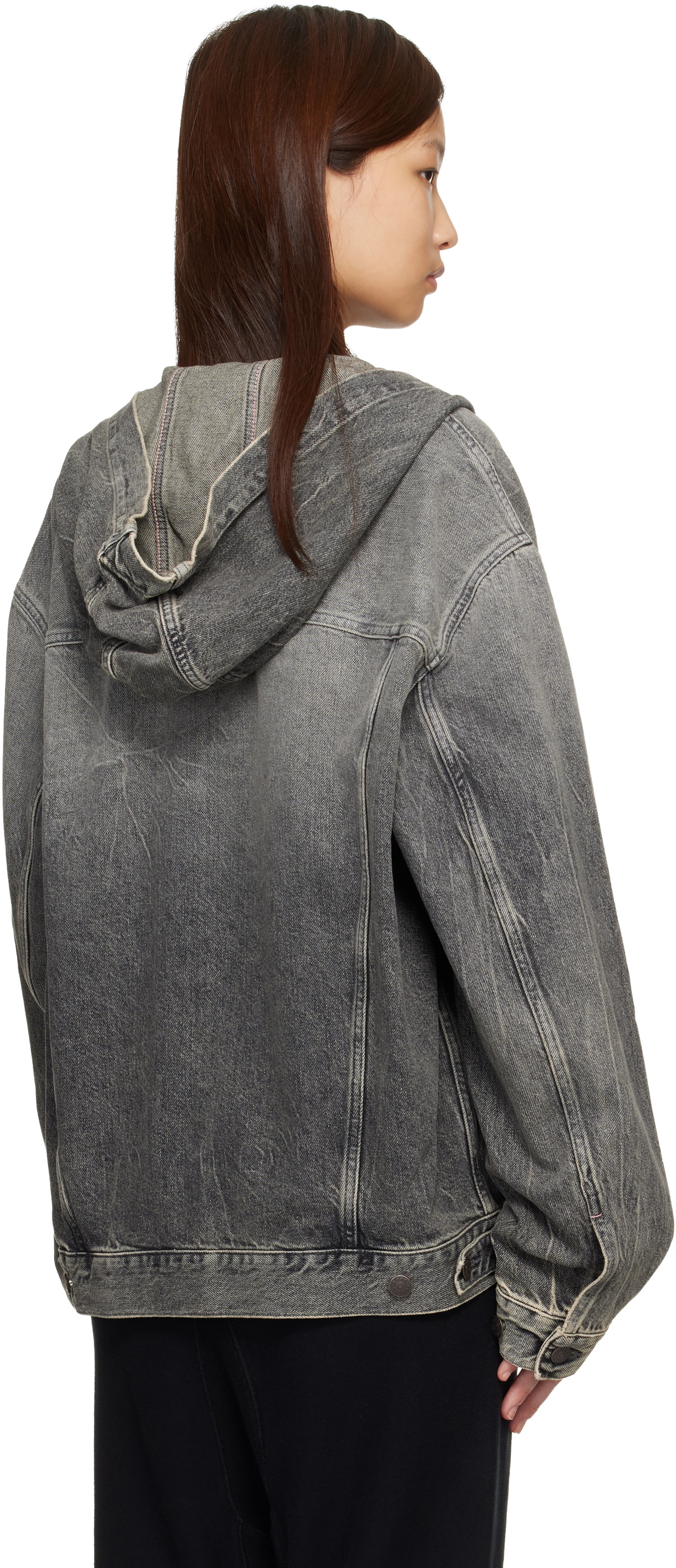 Acne Studios Black Hooded Denim Jacket