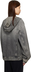 Acne Studios Black Hooded Denim Jacket