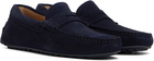BOSS Navy Portuguese-Crafted Suede Loafers