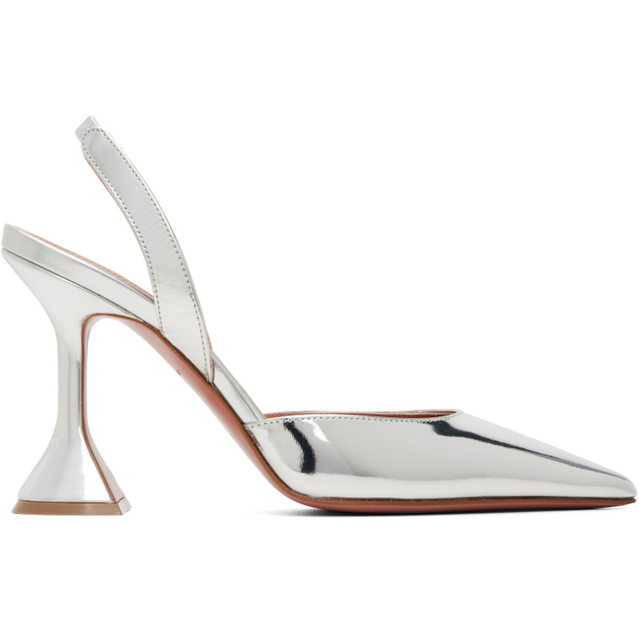 Photo: Amina Muaddi Silver Holli Sling 95 Heels