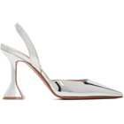 Amina Muaddi Silver Holli Sling 95 Heels