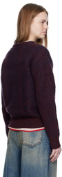 Dime Burgundy Mohair Wave Knit Sweater