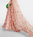 Carolina Herrera Caped floral silk gown