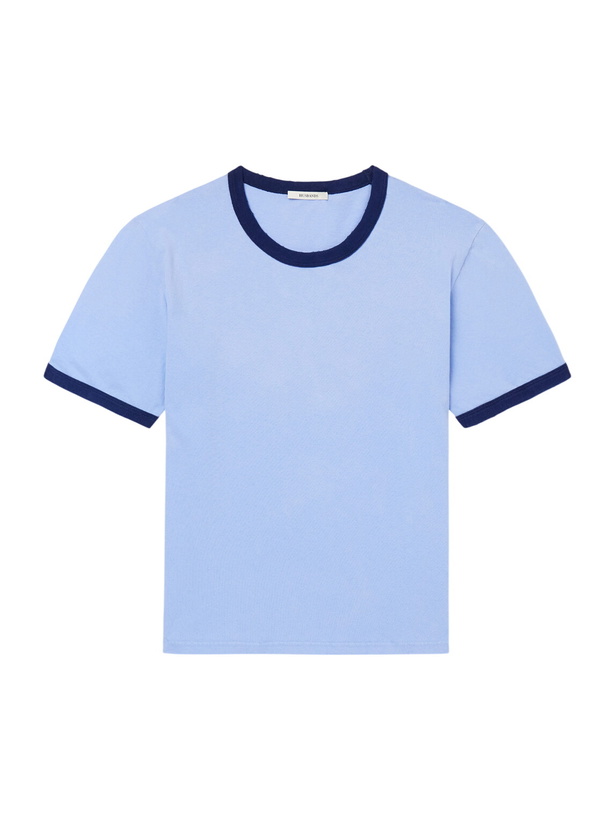 Photo: Husbands - Distressed Cotton-Jersey T-Shirt - Blue