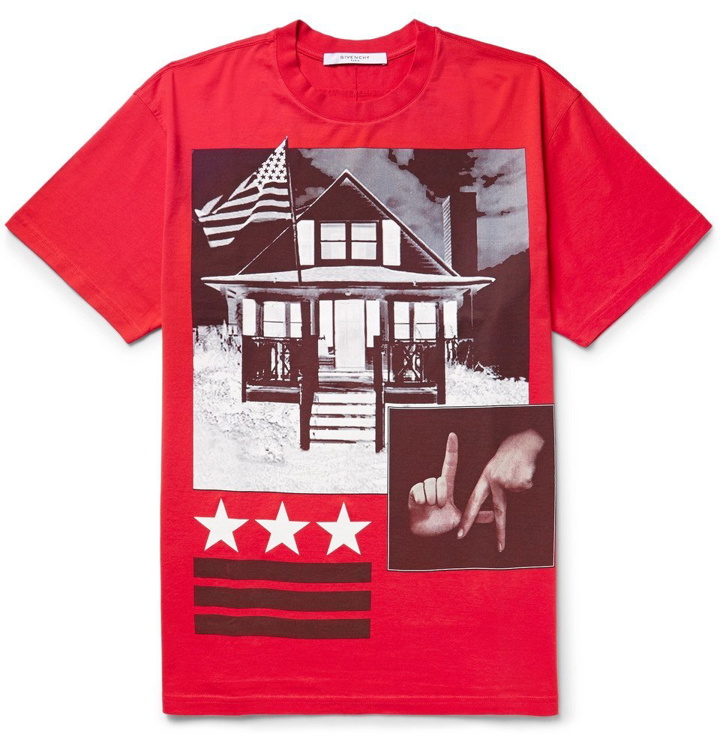 Photo: Givenchy - Columbian-Fit Printed Cotton-Jersey T-Shirt - Men - Red