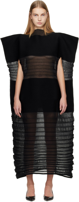Photo: ISSEY MIYAKE Black Moving Knit Maxi Dress