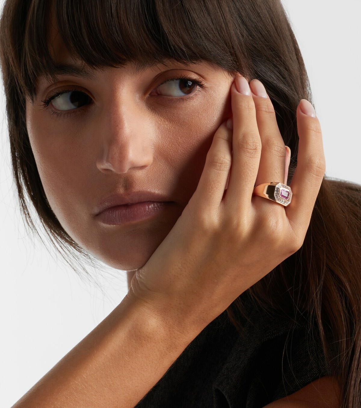 Shay Jewelry 18kt rose gold ring with pink sapphire and diamonds