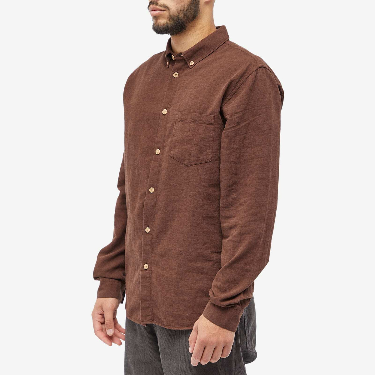 Folk Men's Relaxed Fit Shirt in Fig Texture Folk