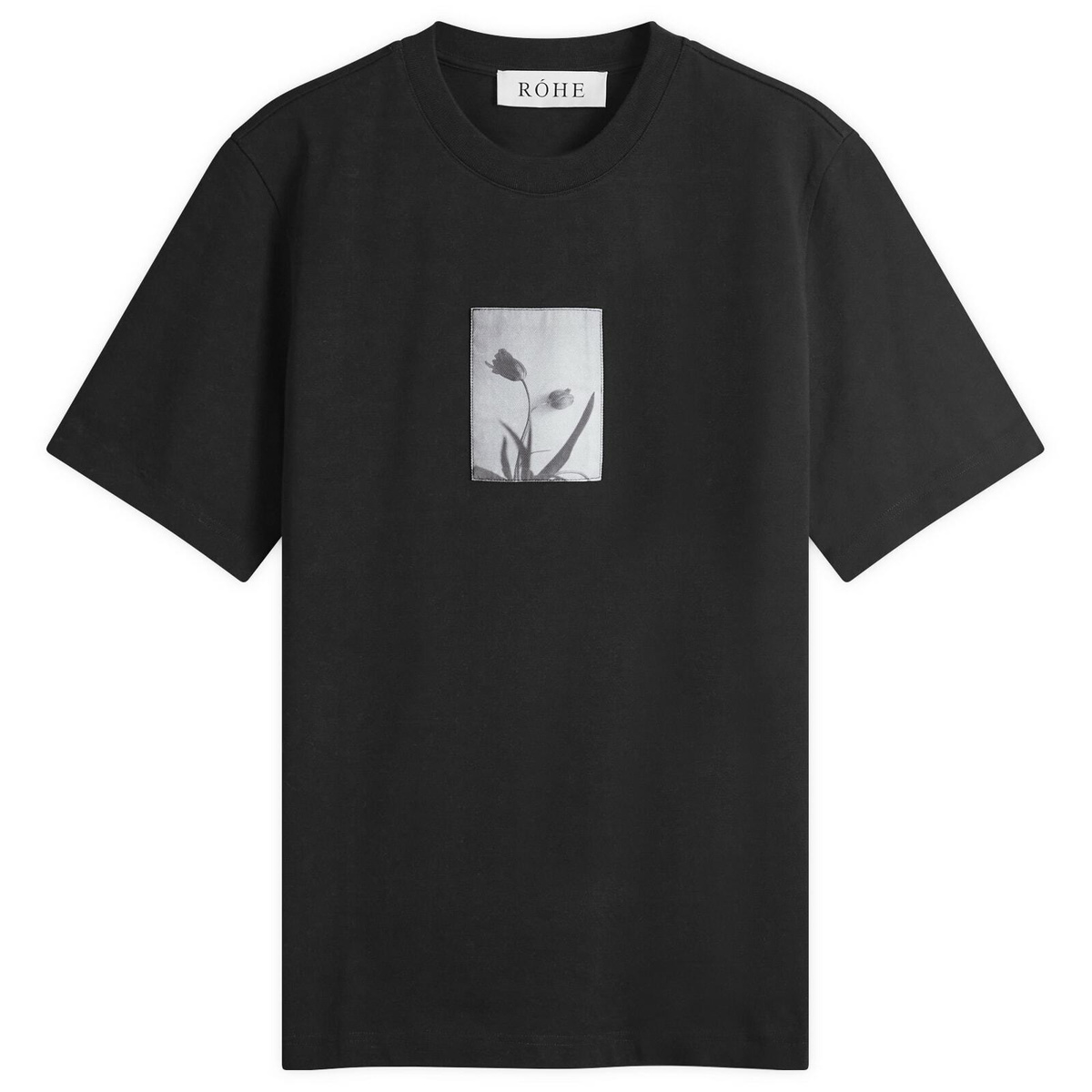 Róhe Men's Tulip Printed Patch T-Shirt in Black