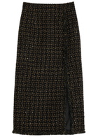 Huishan Zhang Gia Metallic Tweed Midi Skirt Black