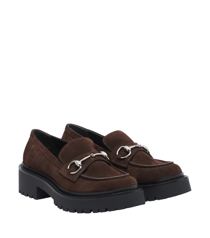 Photo: Gucci Rhody Horsebit suede platform loafers