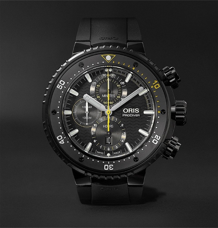 Photo: Oris - ProDiver Dive Control Limited Edition Automatic Chronograph 51mm DLC-Coated Titanium and Rubber Watch - Black