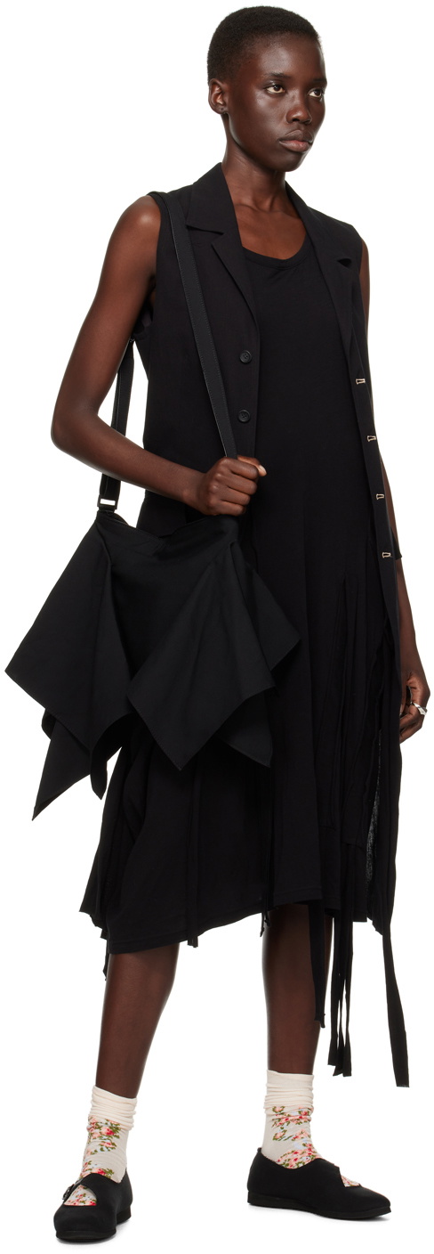 YOHJI YAMAMOTO Black Drawstring Midi Dress