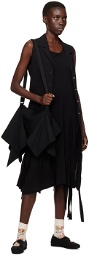 YOHJI YAMAMOTO Black Drawstring Midi Dress