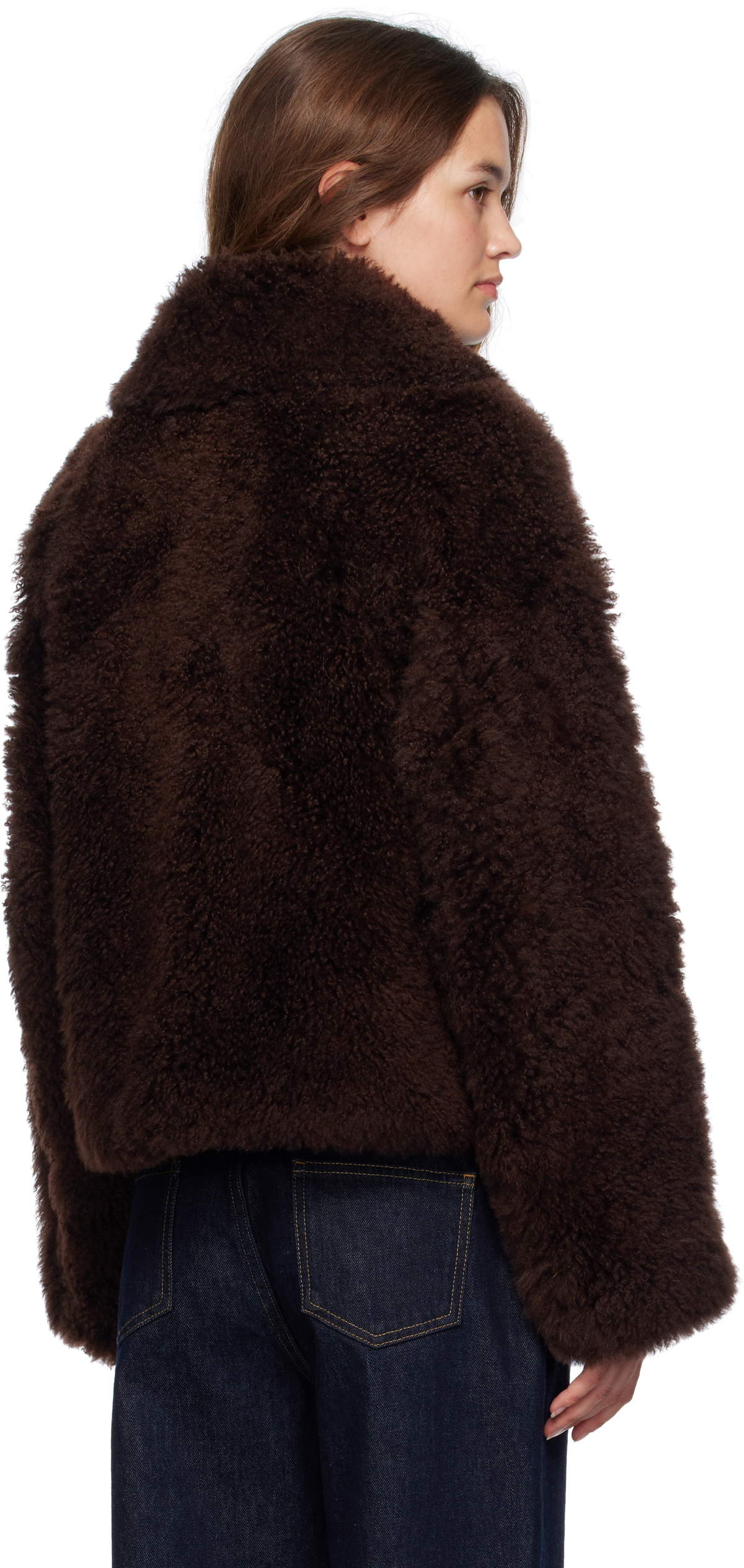 Yves Salomon Brown Long Hair Jacket