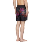 Dries Van Noten Black and Multicolor Phibbs Floral Swim Shorts