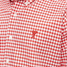 AMI Men's Heart Gingham Button Down Oxford Shirt in Scarlet Red/White