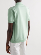 Mr P. - Knitted Textured Organic Cotton Polo Shirt - Green