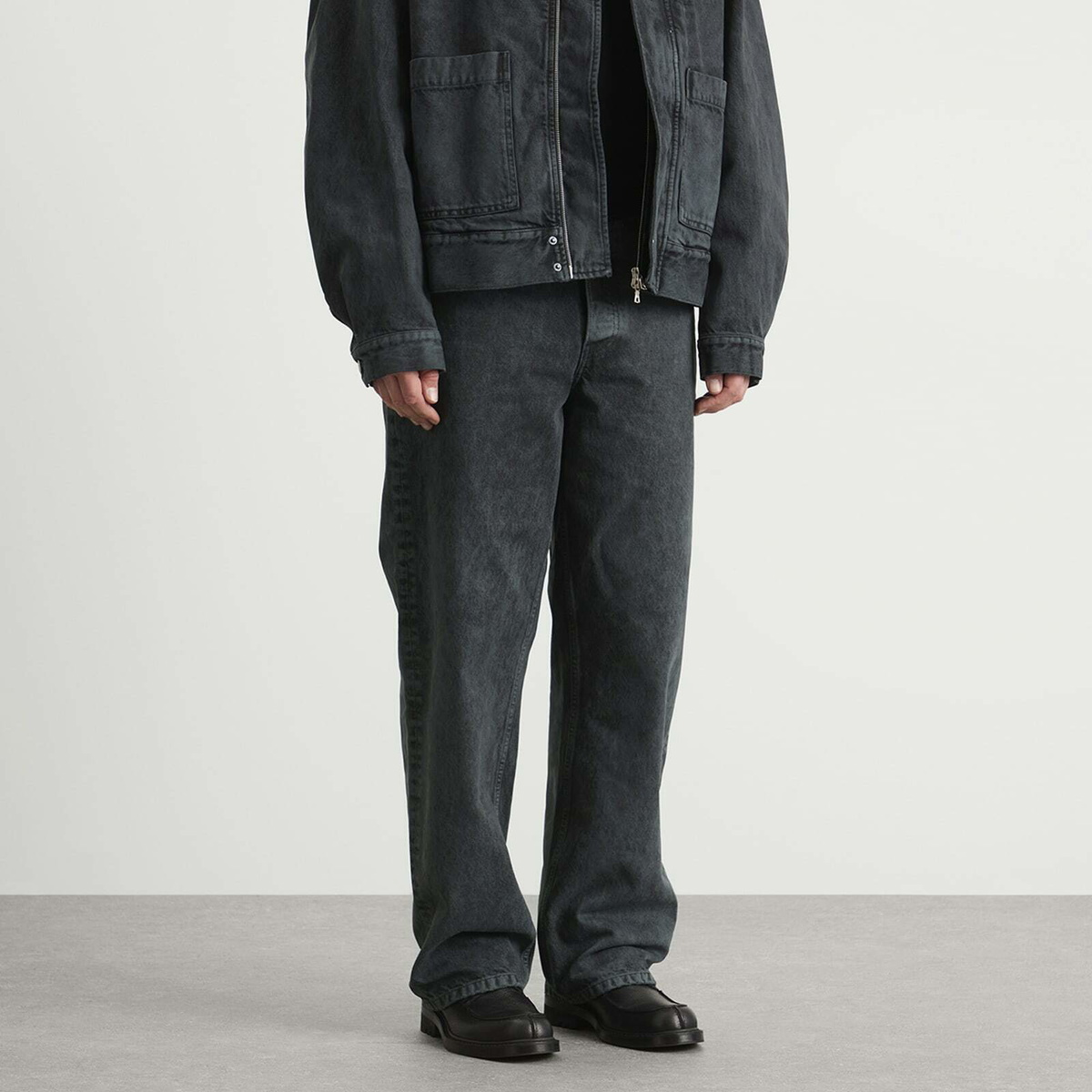 パンツ Dries Van Noten heavy weight denim Dries Van Noten Men's Heavy Weight Denim Washed Jeans in Petrol