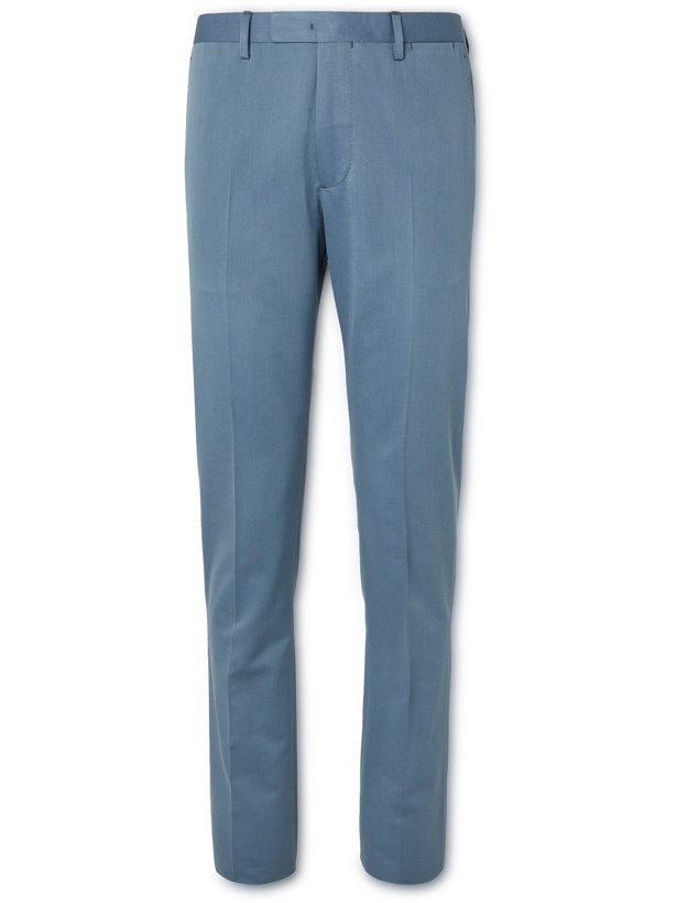 Photo: BOGLIOLI - Slim-Fit Wool and Cotton-Blend Twill Suit Trousers - Blue
