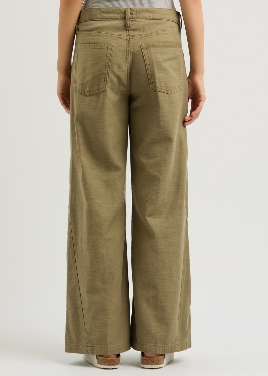 Frame Le Baggy Palazzo Cotton Trousers Sage