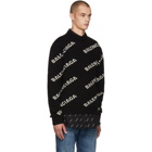 Balenciaga Black Wool and Camel All Over Logo Sweater