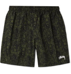 Stüssy - Logo-Embroidered Snake-Print Swim Shorts - Green