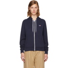 Maison Kitsune Navy Tricolor Fox Patch Zip Hoodie