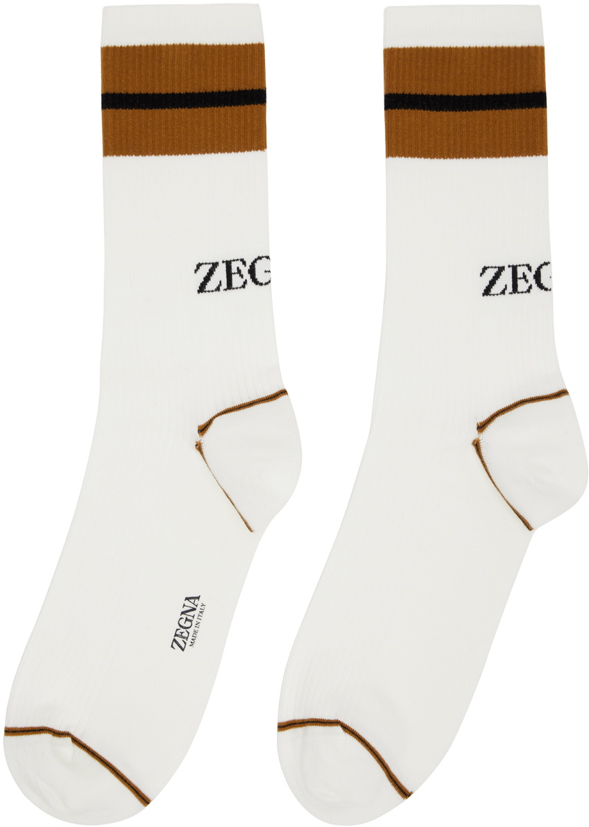 ZEGNA White MidCalf Socks Zegna