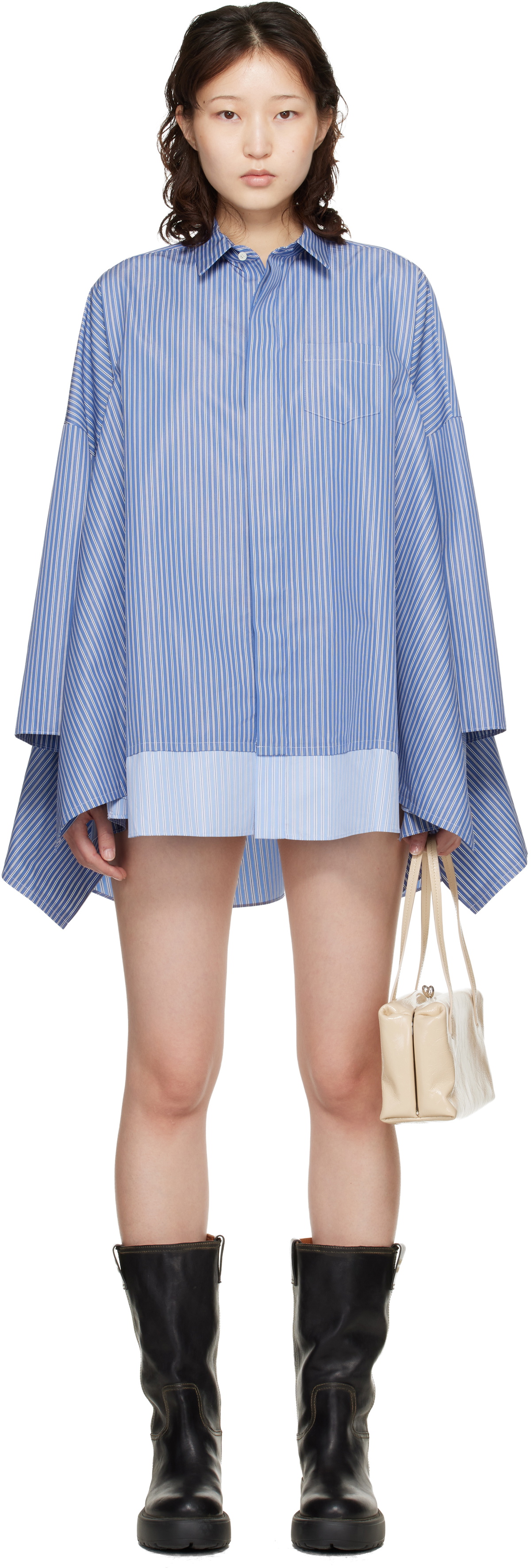 sacai Blue Poplin Shirt Minidress